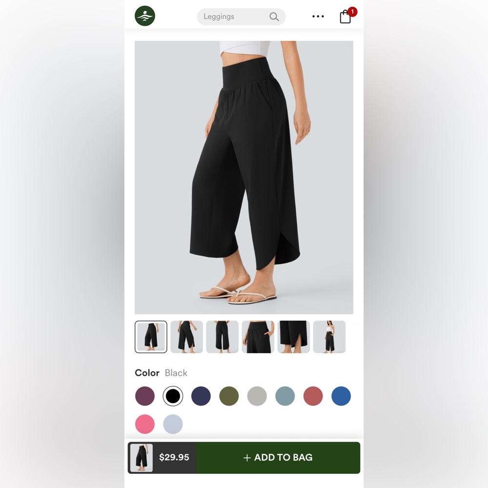 HALARA Black Wide-Leg Cropped Pants